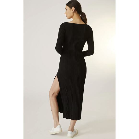 NEW Anthropologie Black Stateside Ribbed Midi Dress - Large - Picture 2 of 5